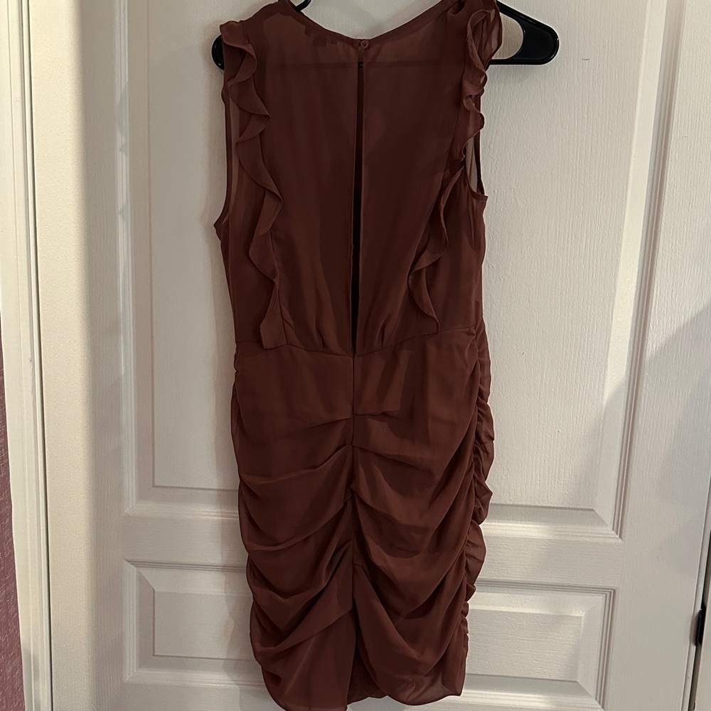 Express Backless Ruffled Dress - Brown - Picture 4 of 4